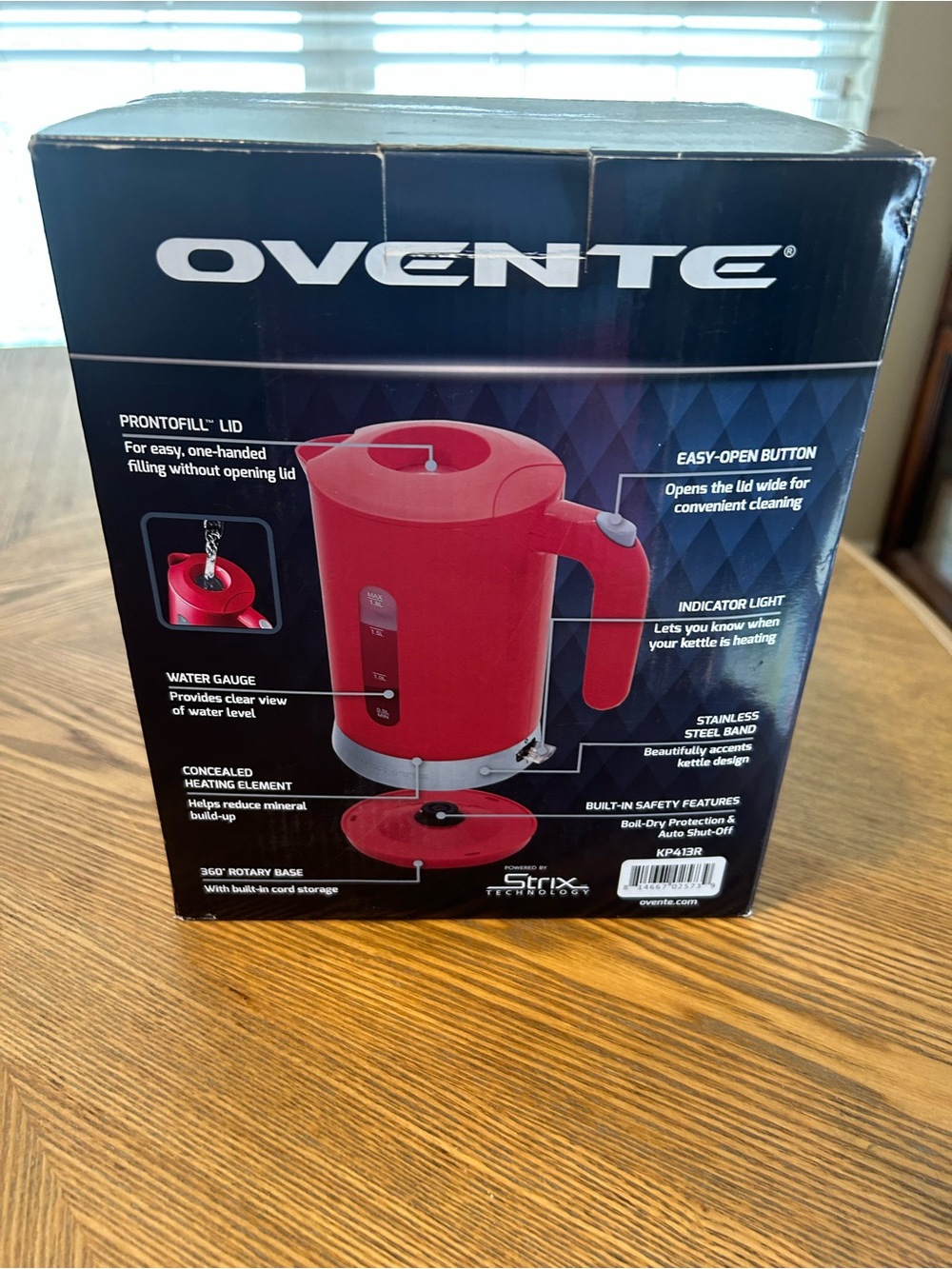Ovente Red Electric Kettle - Compact Portable Design